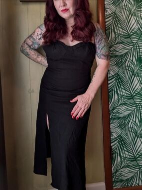 Forever 21 Black Sleeveless Midi Dress with Front Slit